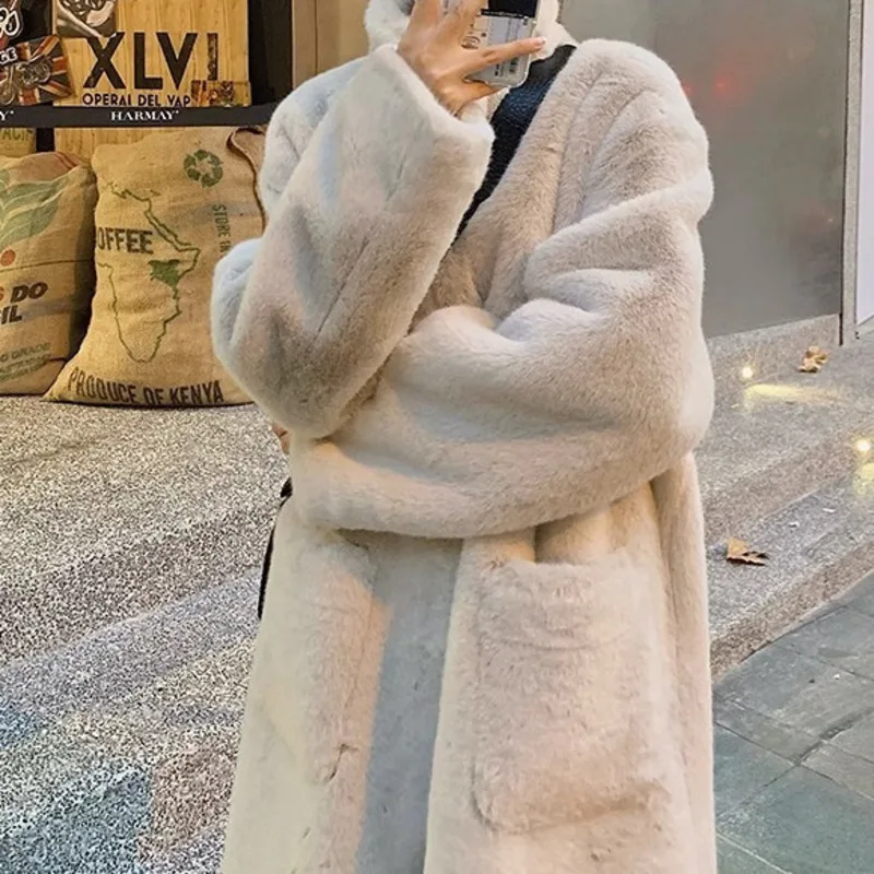 

Eco-friendly Fur Coat Women's Winter Mink Velvet Medium Length Standing Collar Imitation Fur Casual Premium Thermal Thick Coat