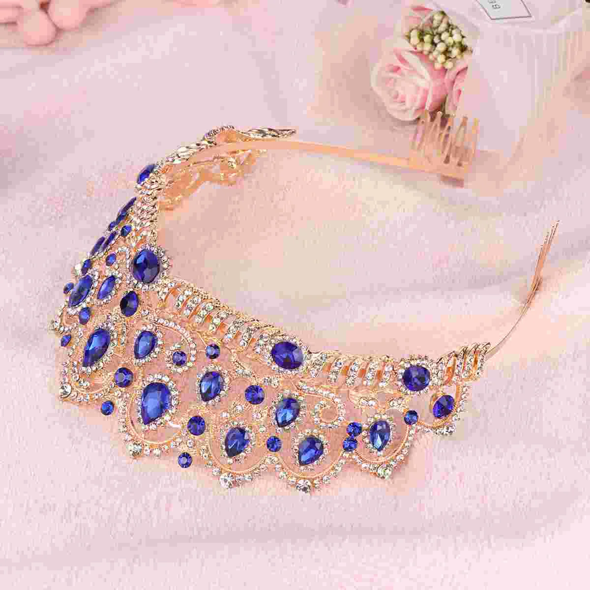 Corona in stile coreano blu The for Women Baroque Leisure Beauty Tiara Queen Series