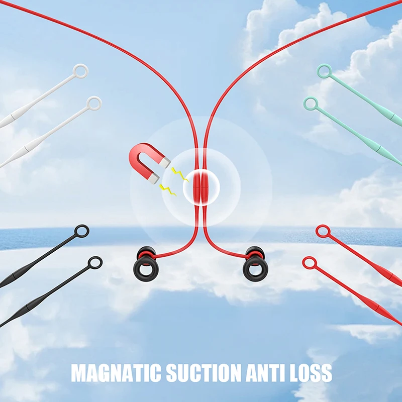 Ремешок для затычек для ушей с магнитной растягивающейся страховочной веревкой, держатель для затычек для ушей, гибкая силиконовая затычка для ушей, подходит для съемных затычек для ушей