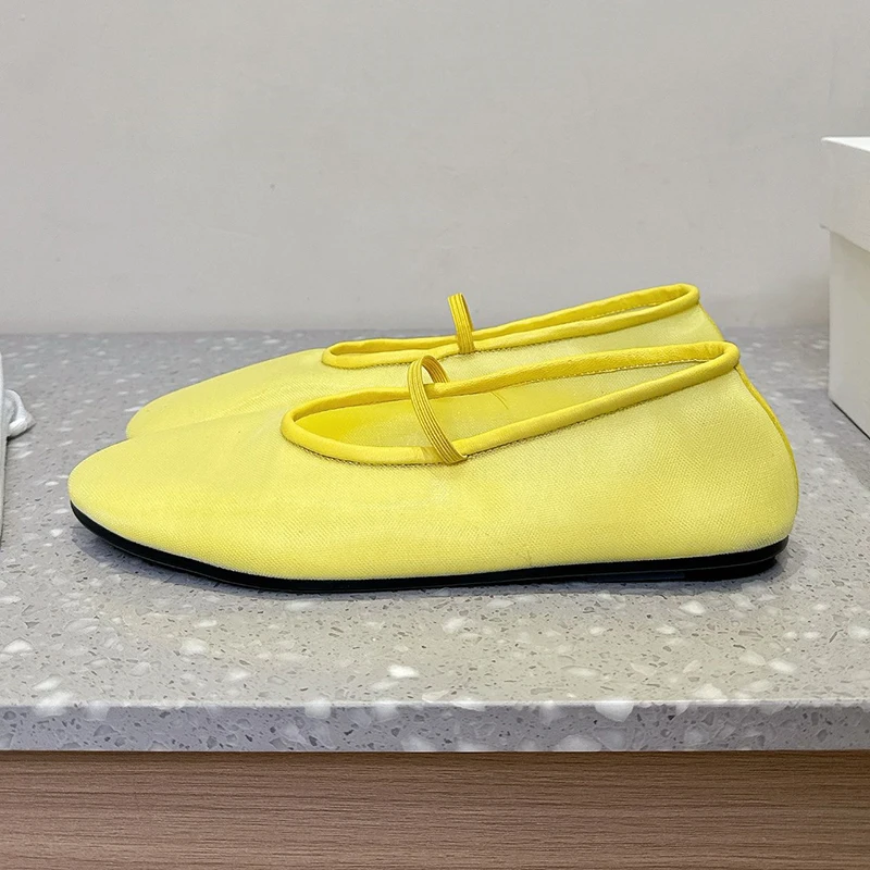 Loafers Mesh Gauze Ballet Shoes Women Round Toe Shallow Mouth Flat Shoes Spring Autumn Lightweight Breathable Vacation Shoes