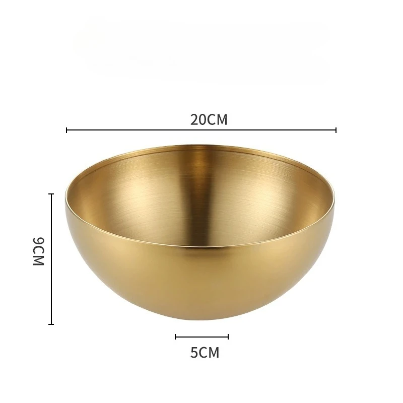Large Capacity Stainless Steel Salad Bowl Korean Single Layer Soup Noodle Bowl Kitchen Tableware Food Container