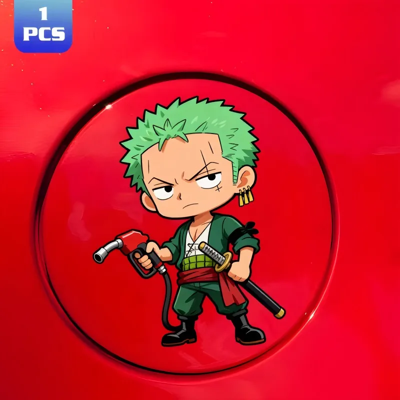 Handsome Rolonoya Solonchoba D. Luffy Q Edition Anime Autoaufkleber Modische Anti-Kratz-Aufkleber für den Tankdeckel des Autos