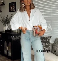 KONDALA Minimalist Casual Loose Shirt Women New 2026 Trendy Commute Wide Sleeves Shirt Spring Summer Fashion Holidays Lady Shirt - Image 4