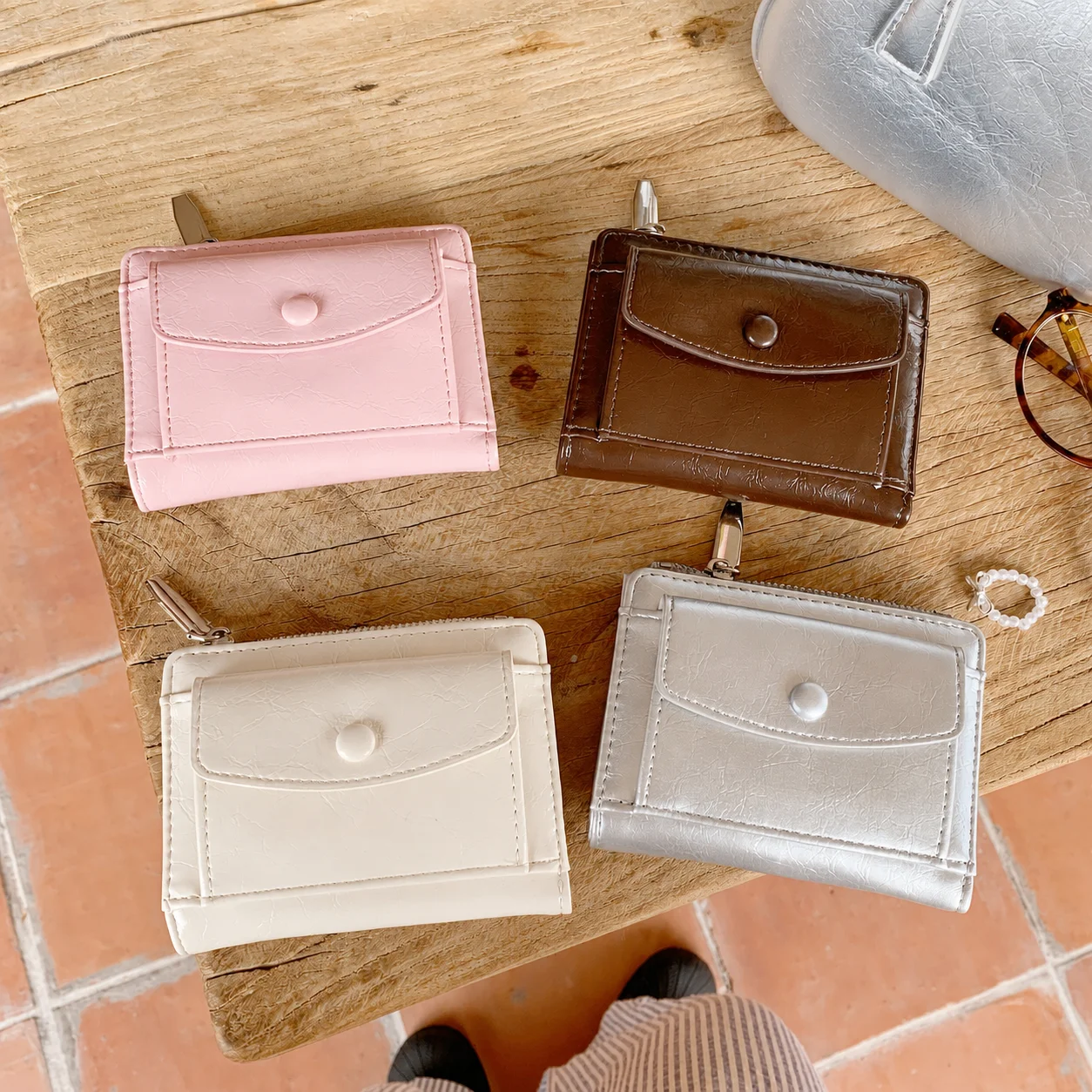 Pu Leather Wallet  Multi-Card Slot Wallet Cracked Texture Wallet Multi-Slot For Pocket Use Daily Commute Short Trips