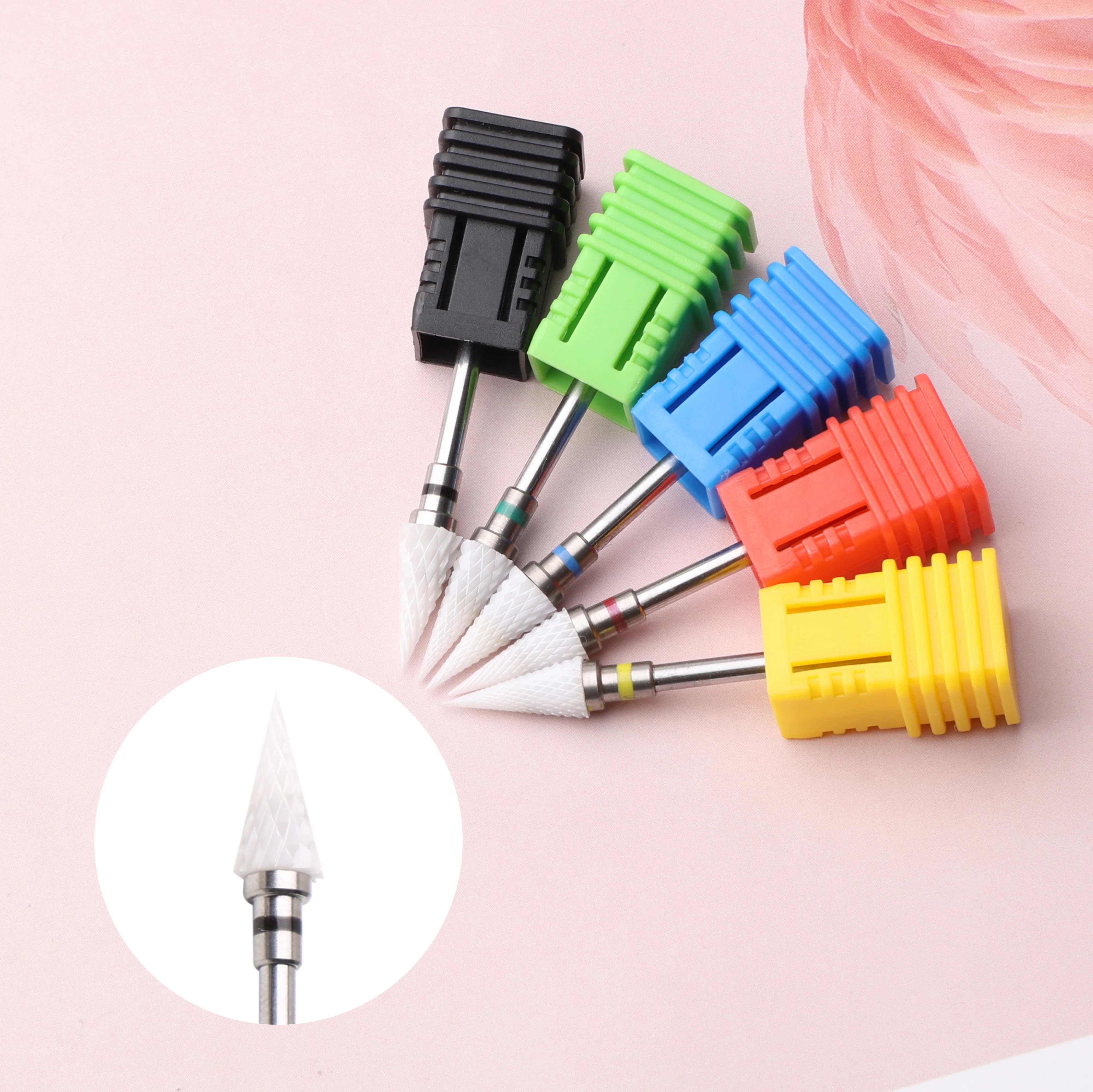 LadyMisty Punta da trapano per unghie in carburo ceramico Tagliaunghie Ruota punte per fresatura Trapano elettrico per strumenti per manicure e pedicure