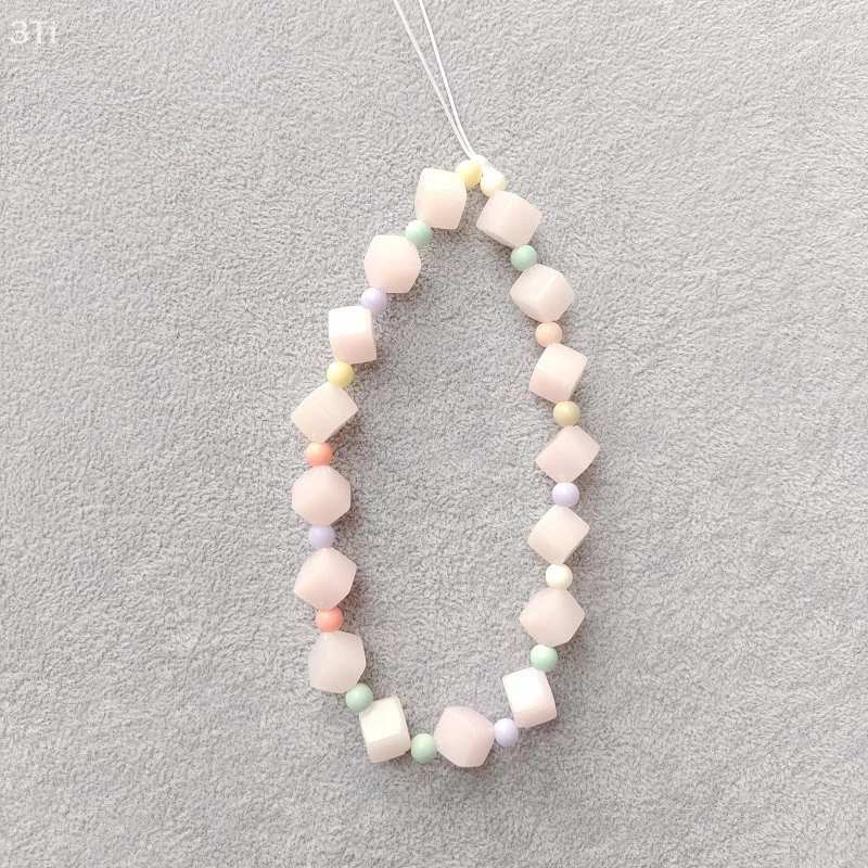 아이폰 전화 로프 스트랩 가방 장식 열쇠 고리 키 체인에 대한 화웨이 Xiaomi에 대한 큐브 구슬 짧은 핸드폰 체인 펜던트