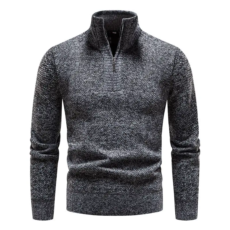 Half-zipper Stand-up Collar Men Pullover Sweater Autumn Winter Men's Clothing Warm Long Sleeve Knit Cardigan Luxury Jacket Trend