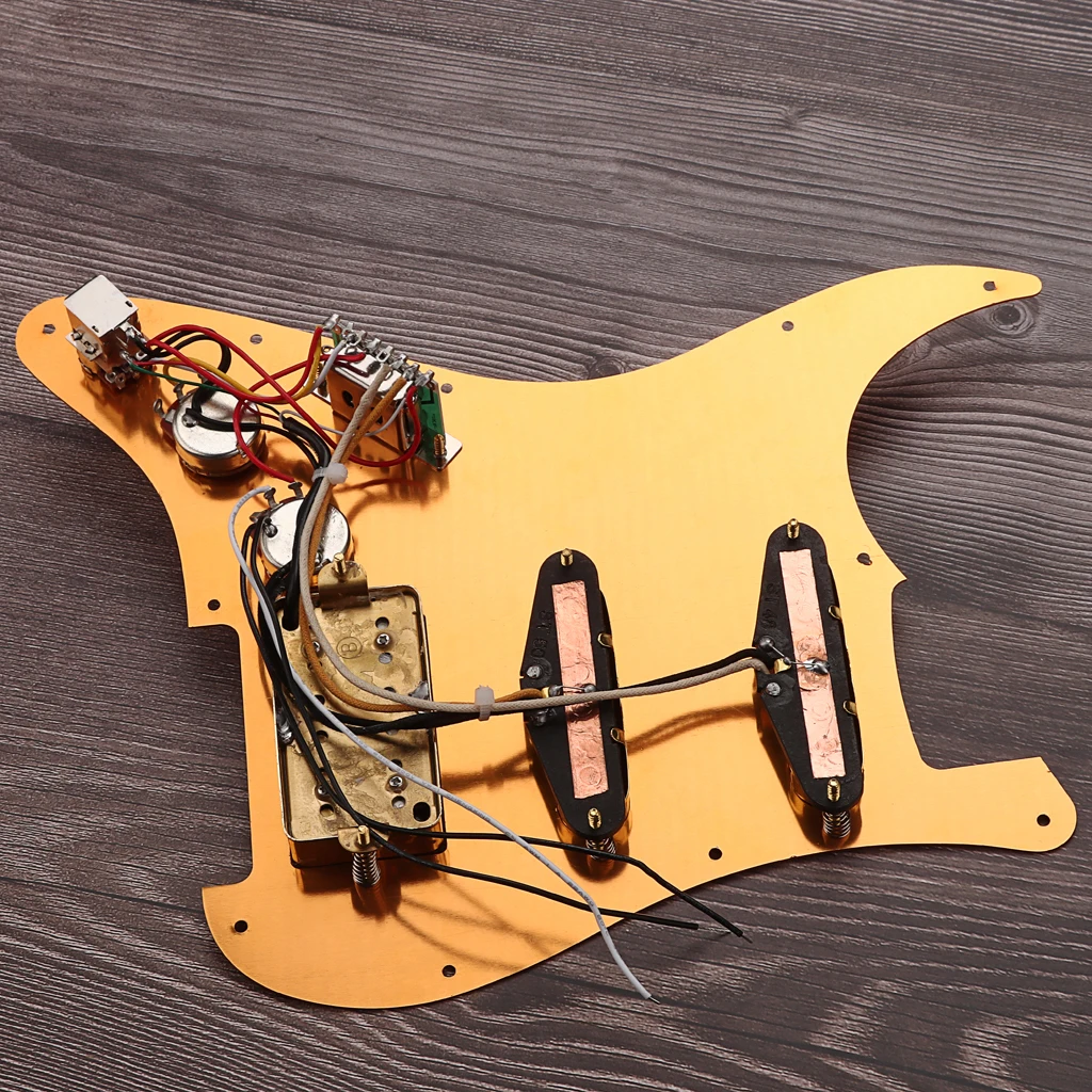 SSH  Guitar Pickguard Prewired Pickguard Loaded Pickguard  for Strat Electric Guitar Gold Alnico 5