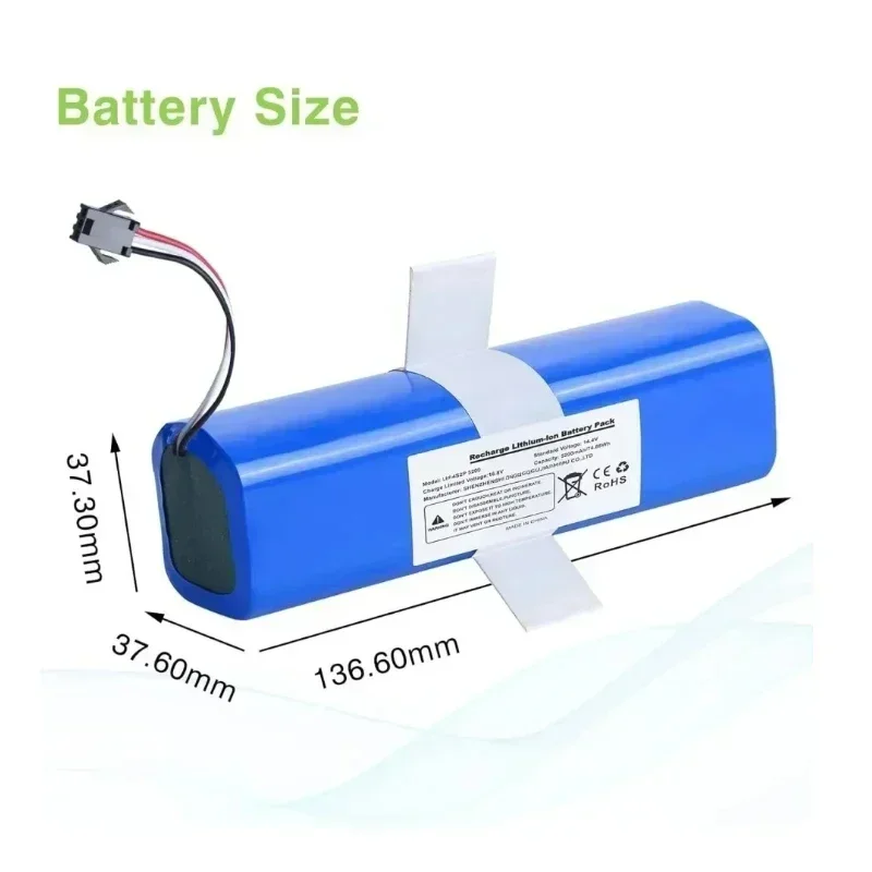 2024 100% Original Genuine For XiaoMi Viomi S9 Lydsto R1 Roidmi Eve Plus lithium battery 2P4S 14.4V  5200mAh-12800mAh