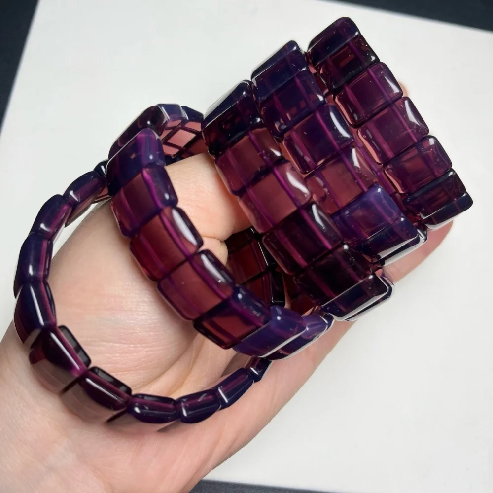 11*15mm Natural Purple Milky Jade Bangle Women Fashion Charm Crystal Healing Energy Gemstone Yoga Jewelry 1PCS