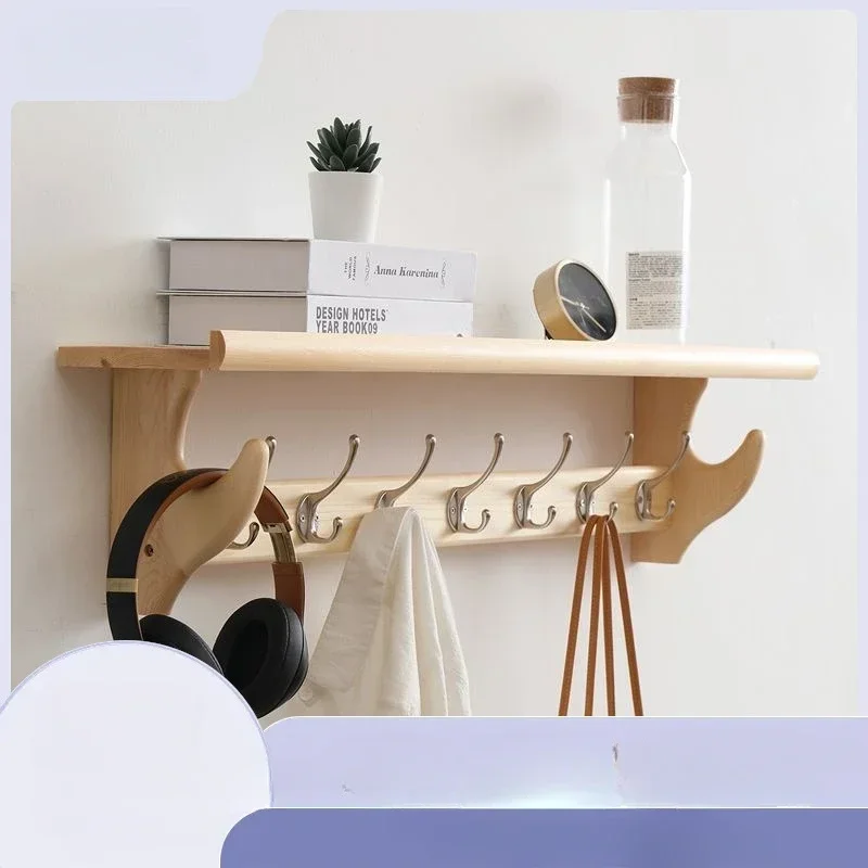 Wall Mounted Coath Hanger Solid Wood Storage Rack At The Door Multi-functional Light Luxury Clothes and Hat Rack in The Bedroom