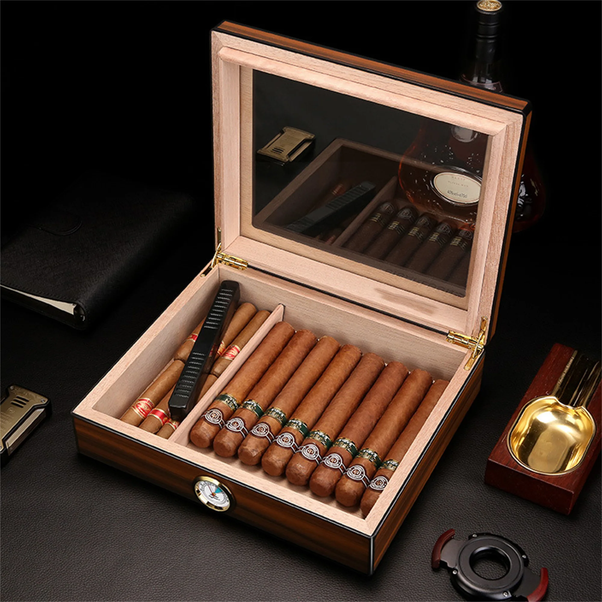 Imagem -02 - Humidor de Armazenamento de Charuto Final Caixa de Charuto Elegante Amante do Charuto Presente Homem Caverna Humidor Acessório de Charuto