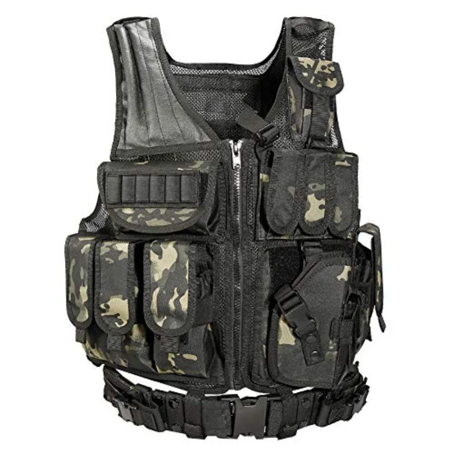 

vAv YAKEDA Tactical Vest Outdoor Ultra-Light Breathable Training Airsoft Vest Adjustable for Adults