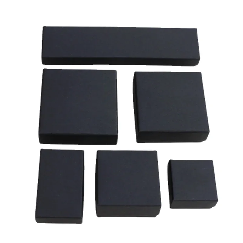 Multisize Square Rectangle Jewelry Organizer Box Engagement Ring for Earring Necklace Bracelet Display Gift Box Black Paper Box