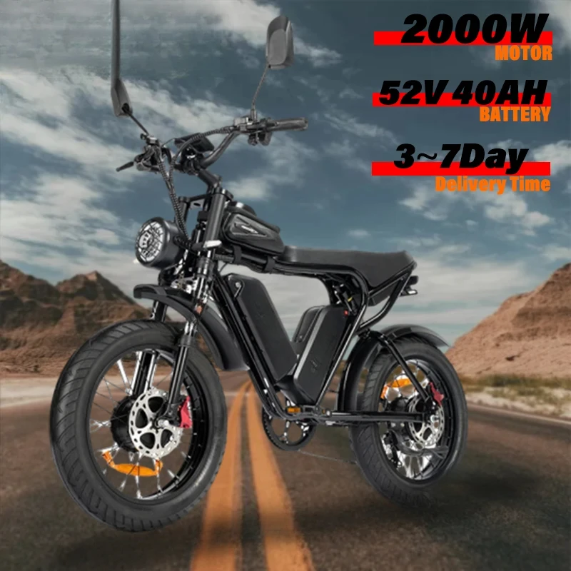 Ebike Ridstar Q20 Pro 2000W Dual Motor 40AH Dual Battery Top Speed 60KM/H 20*4Fat Tire Electric Bike Mountain Electric Bicycle