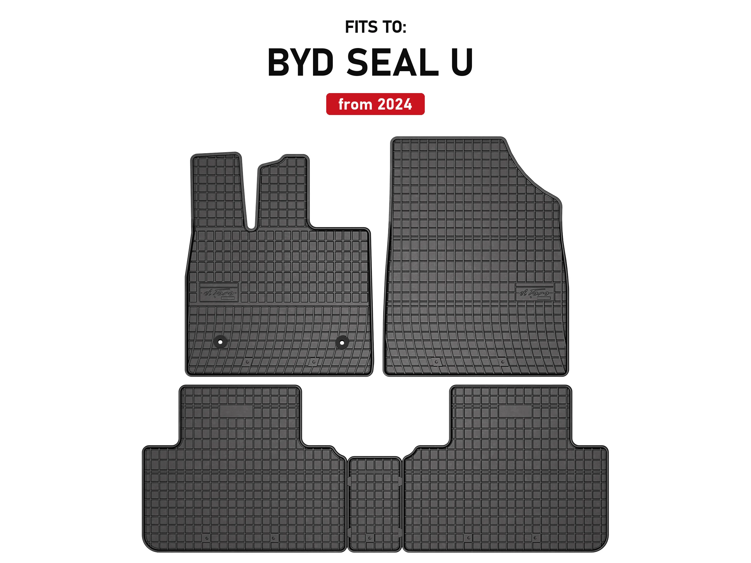 Zwarte rubberen autovloermatten voor: BYD Seal U 2024-SUV