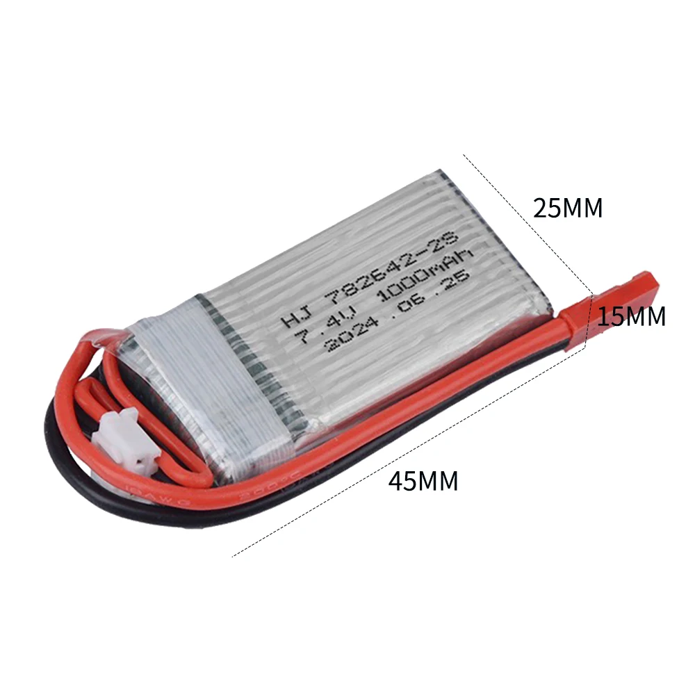 Bateria Lipo para brinquedos de controle remoto, 7.4V, 1000mAh, Atualização 2s, 25c, Mjxrc X600