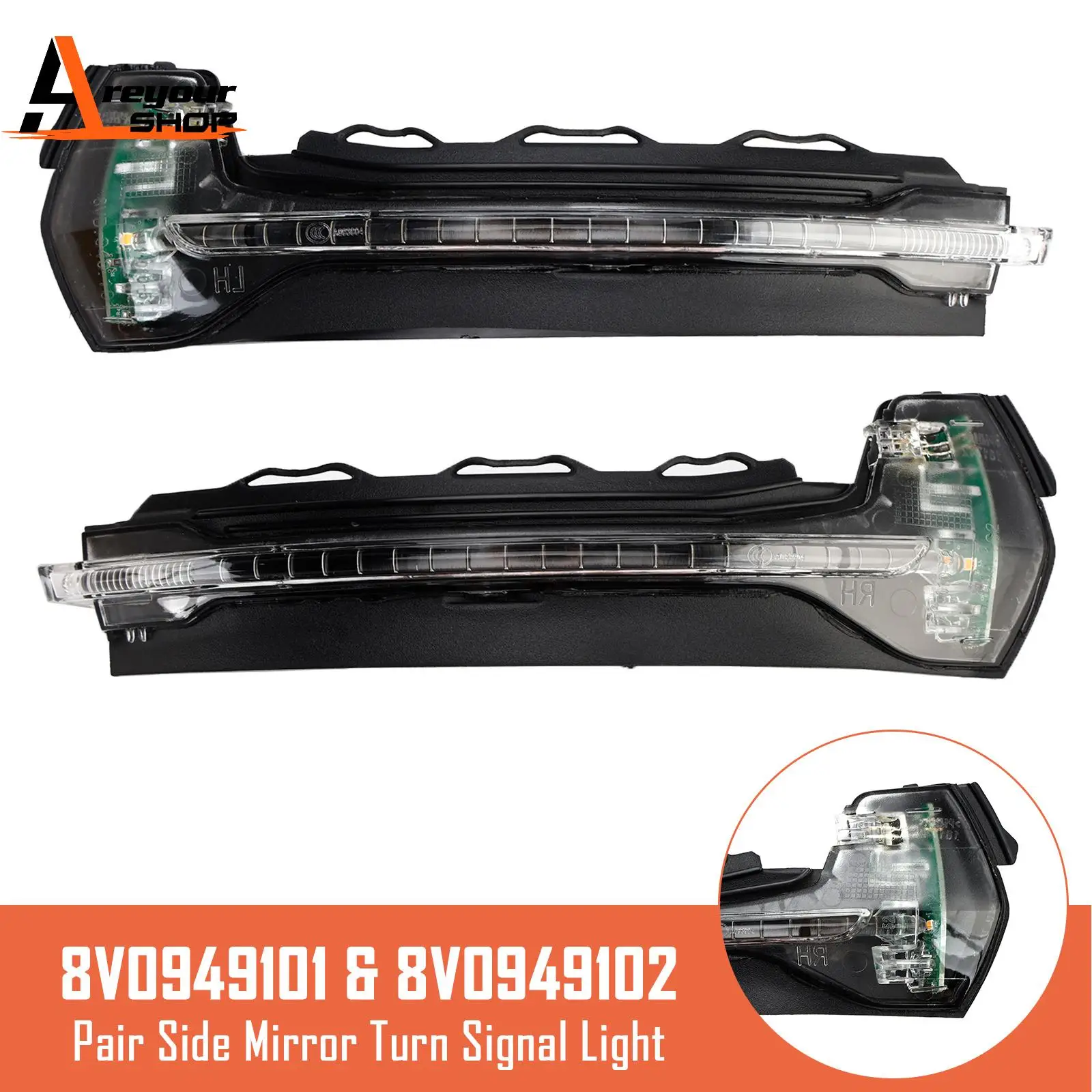 

Pair Side Mirror Turn Signal Light for Audi A3 S3 RS3 8V 2012 2013 2014 2015-2020