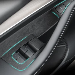 for Tesla Model 3/Y Window Button Protection Sticker Flipped Leather Protection Sticker to Protect Button from Scratches