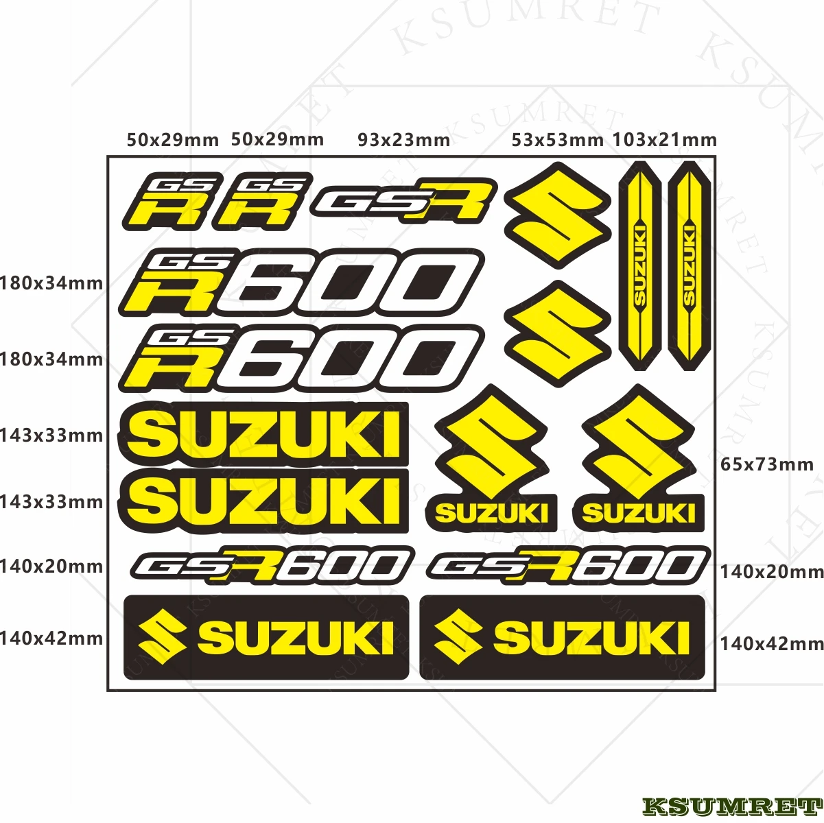 الفينيل لسوزوكي دراجة نارية ملصقات GSR600 شعار مائي عاكس للماء