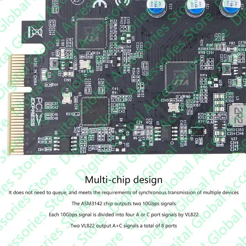 8 PORT PCIE TO USB 3.2 TYPEA и TIPEC ARVANSION ADAPTER SHARD Обновление настольного компьютера ASM3142+VL822+VL822 20 Гбит / с.