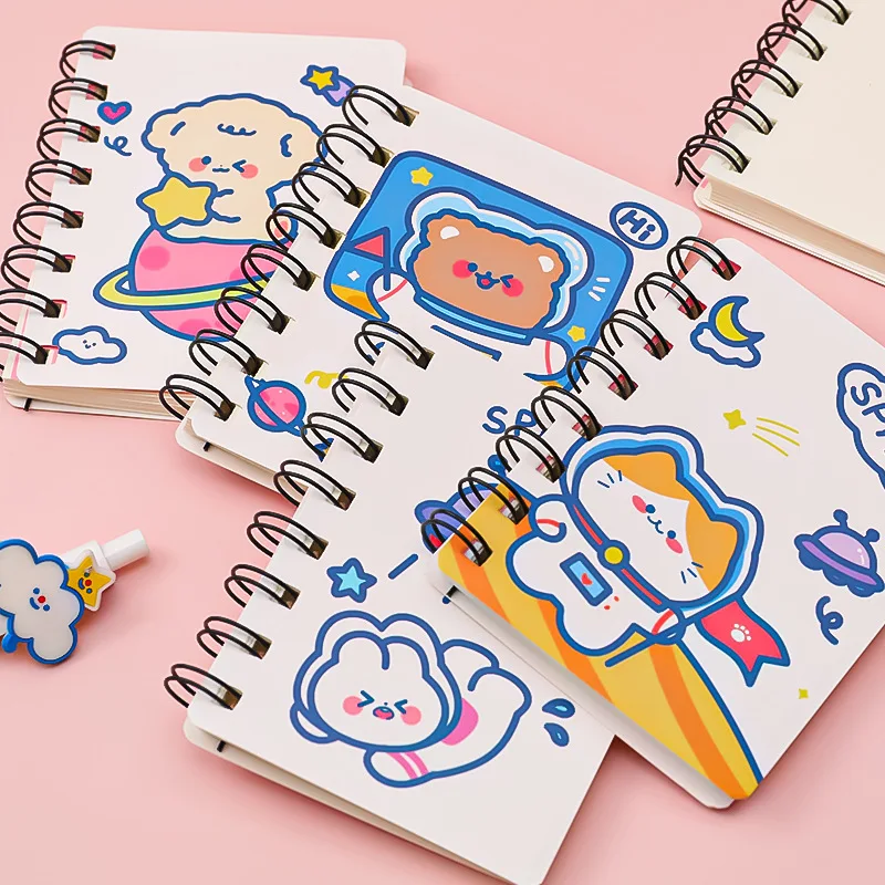 Kawaii Cute Cartoon Animals Mini Spiral A7 Notebook Daily Weekly Planner Blank Paper Note book Time Organizer School Supplies