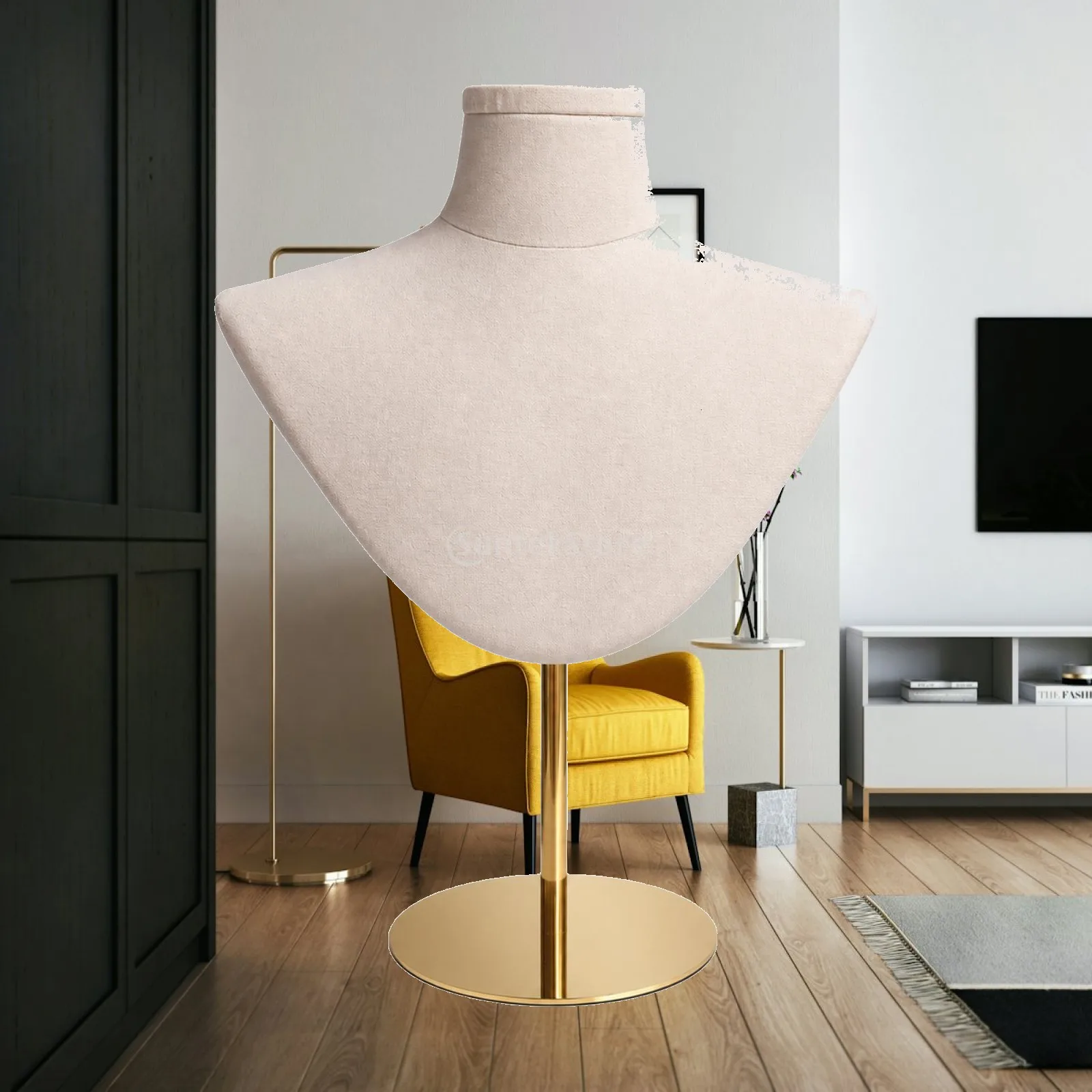 Display Bust Mannequin Torso for Jewelry Necklace Scarf Stand Adjustable PU Chest Form for Store Counter Display