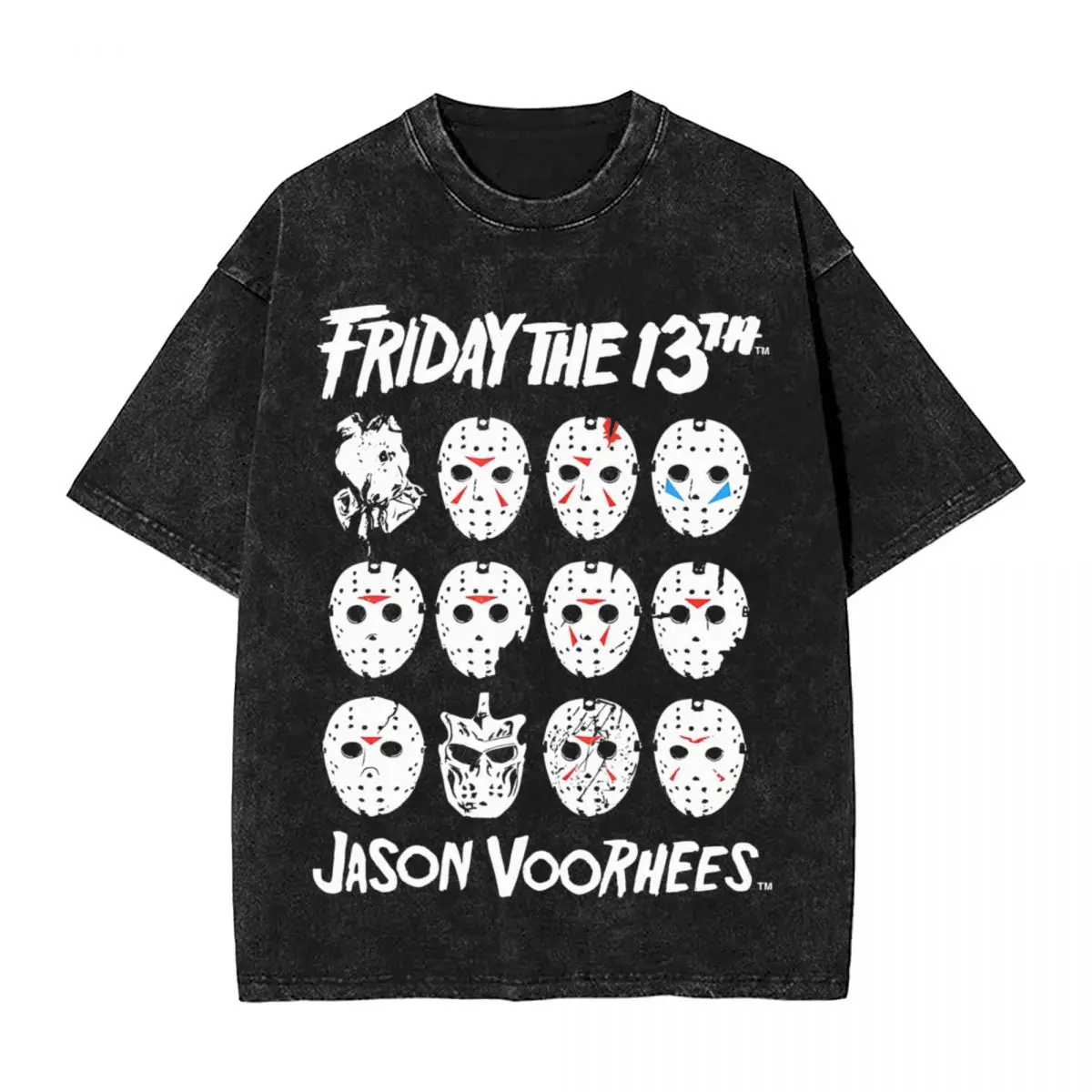 Friday Jason Voorhees Horror Movies Character Washed T Shirts Streetwear T-Shirt  for Men Cotton Oversize Summer Tee Shirt