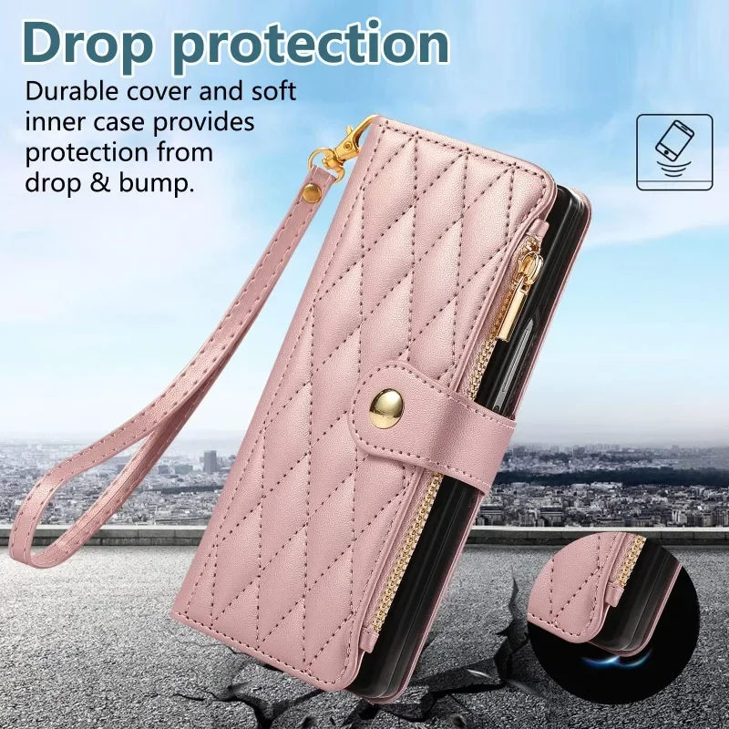 Handgelenkriemen-Brieftasche mit Kartenhalter Handyhülle für Samsung Galaxy Z Fold 8 Ultra 7 6 5 4 Fold6 Fold5 Lederhülle – Detail 4