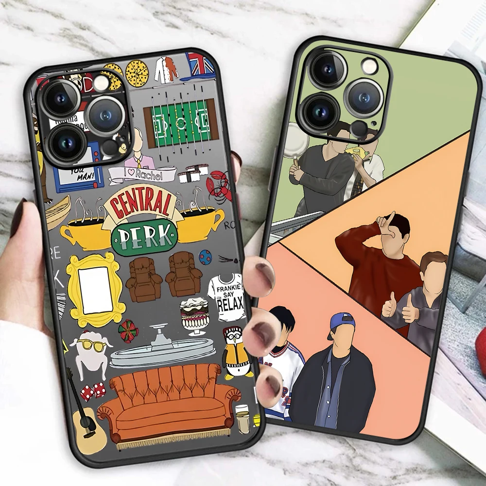 Cartoon funny Friends TV Show Phone Case For iPhone 15 14 13 12 11 Pro Max mini X XR XS 7 8 6 Plus SE2 Shockproof Cover Funda