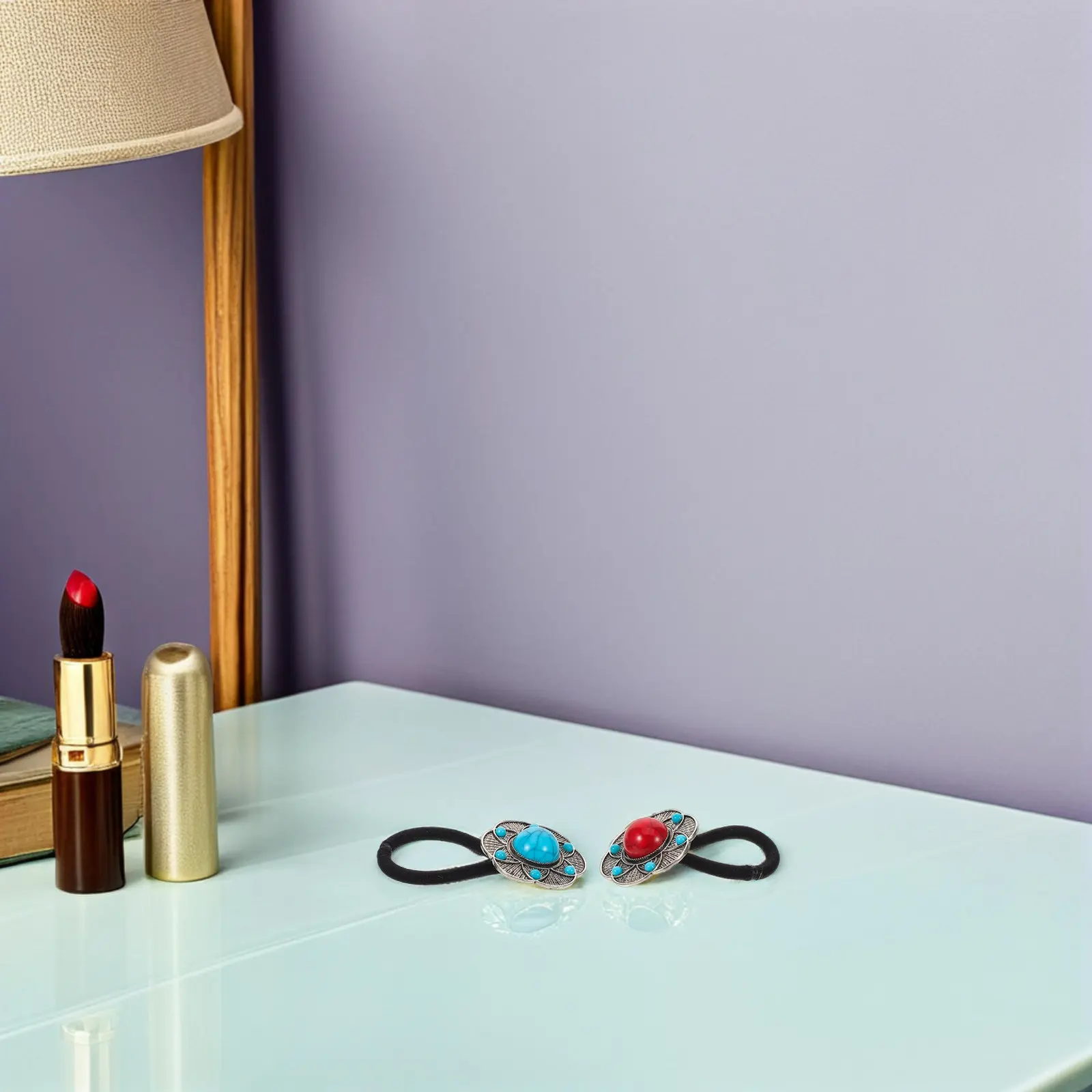 

4Pcs Bohemian Floral Hair Ties Women Chinese Style Floral Elastic Hair Bands Ponytail Holders No Damage Soft Ropes Beach