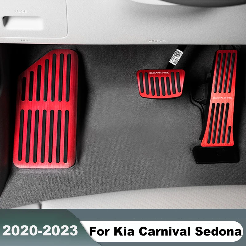 Aluminum Car Foot Pedal Fuel Accelerator Gas Brake Pedals Cover Pad Accessories For Kia Carnival Sedona KA4 2020 2021 2022 2023