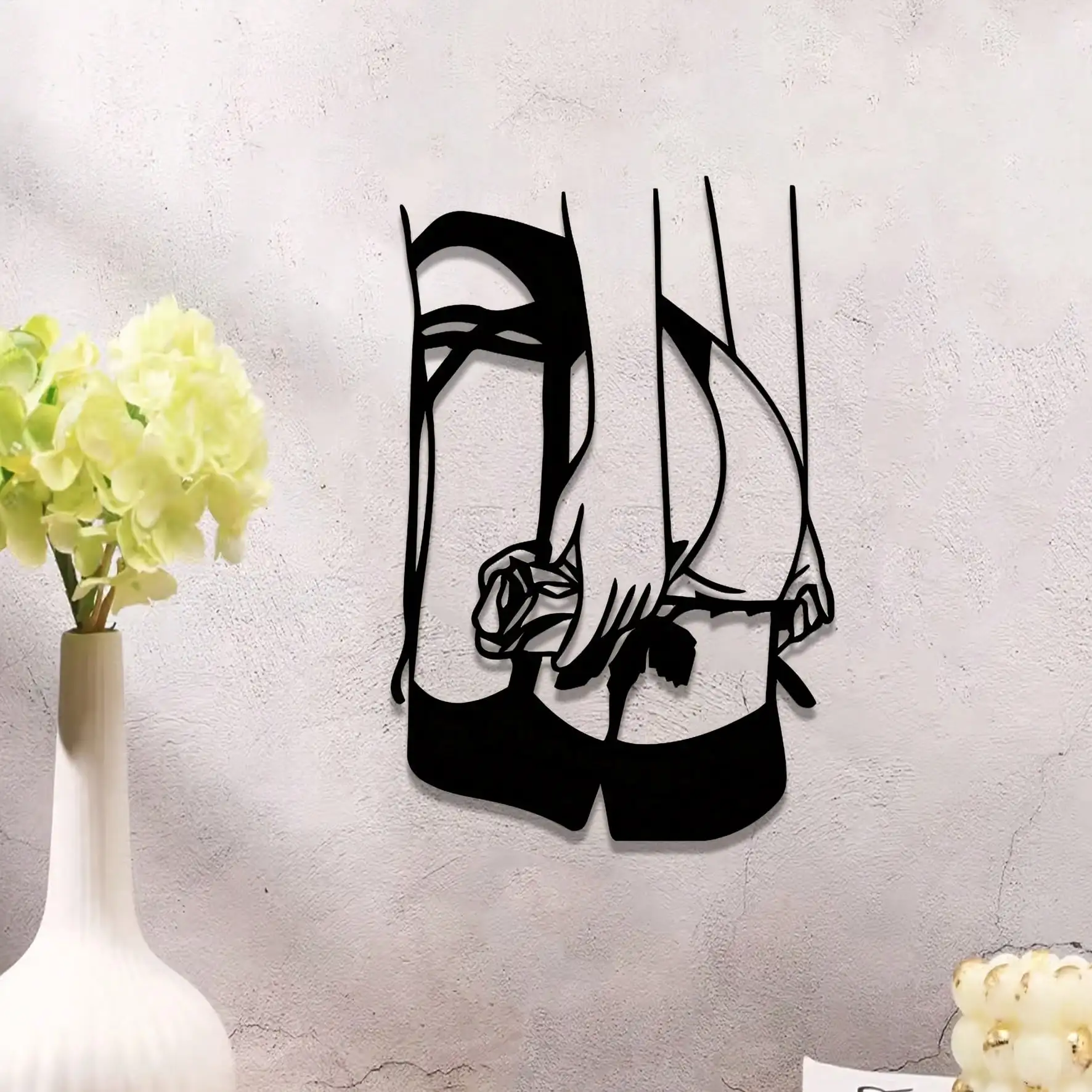 Minimalist Woman Line Art Wall Decor Wrought Iron Sculpture Waterproof Rustproof Modern Home Bedroom Bathroom Wall Hanging