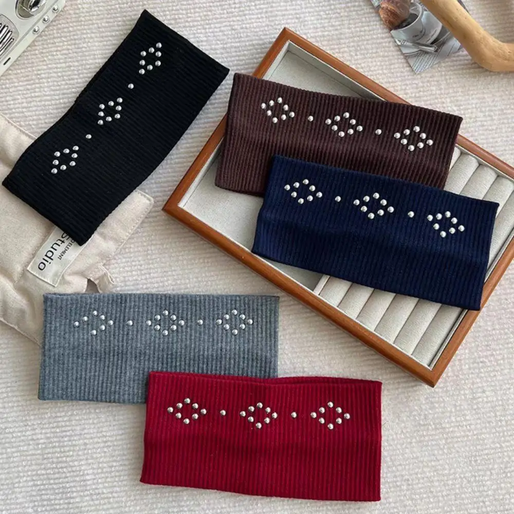 

Korean Series Knit Headband Punk Sweet Cool Girl Wide Stretchy Rock Steampunk For Sports Y2K Knit Headbands Hair Accessories New