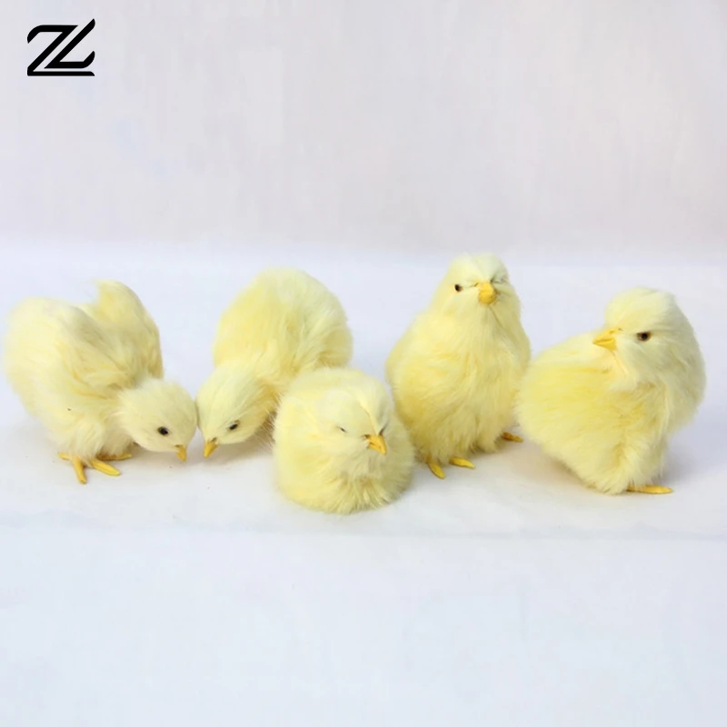 Simulation Chick Plush Toy Children Cognition Chicken Model Figurine Realistic Furry Animal Doll Chicken Easter Gift Kids