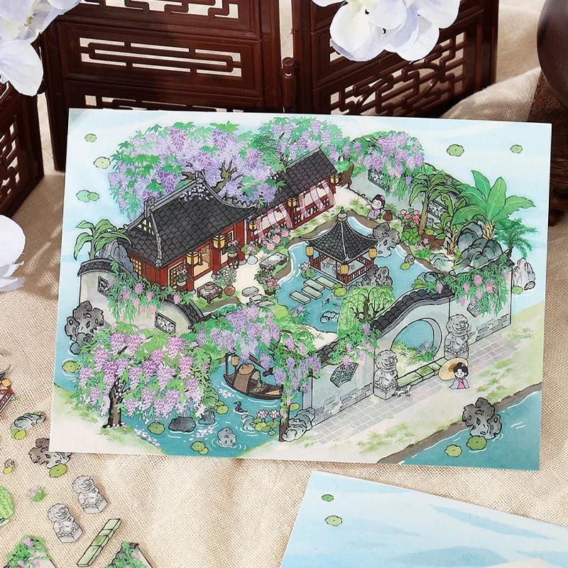 Mr Paper 2.5D Scenography Stickers My Cottage 4th Bullet Mini Scene Series Stickers DIY Miniatures Scene Stickers 12Pcs in