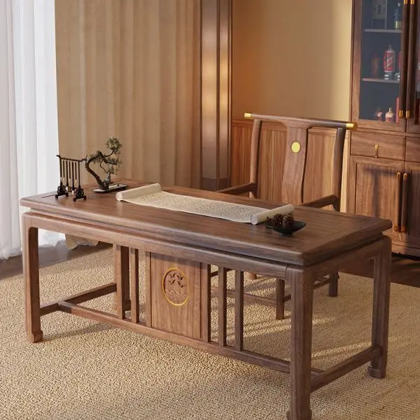 New Chinese walnut tea table solid wood study antique desk Chinese style calligraphy writing table furniture