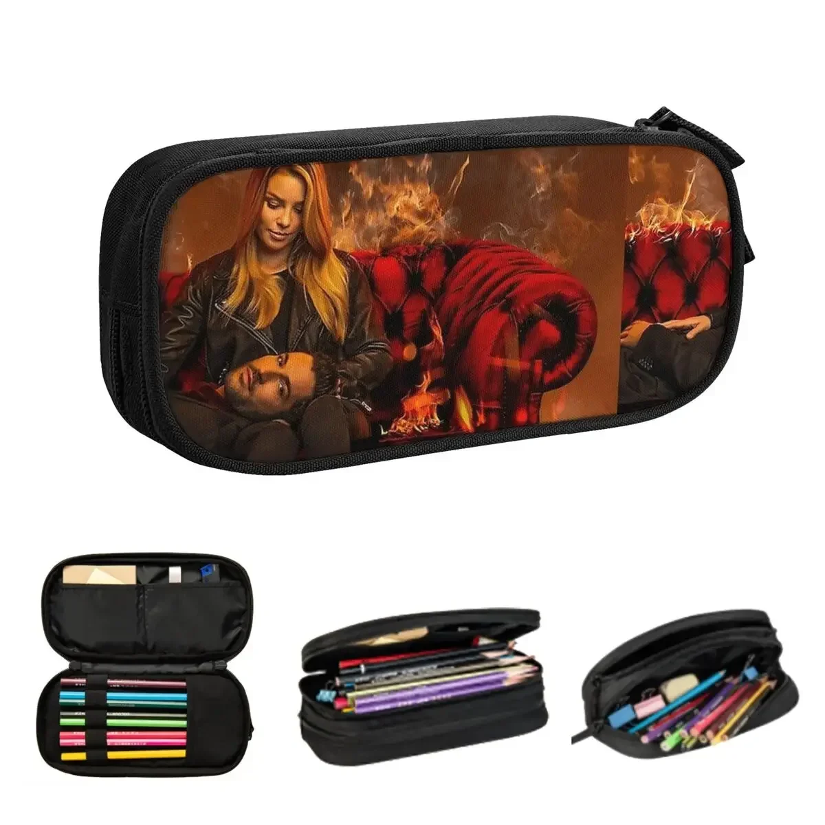 Lucifer Morningstar Pencil Cases Big Capacity Pen Bags Pen Box Pencil Pouch For Boys Girls Students Stationery School Office