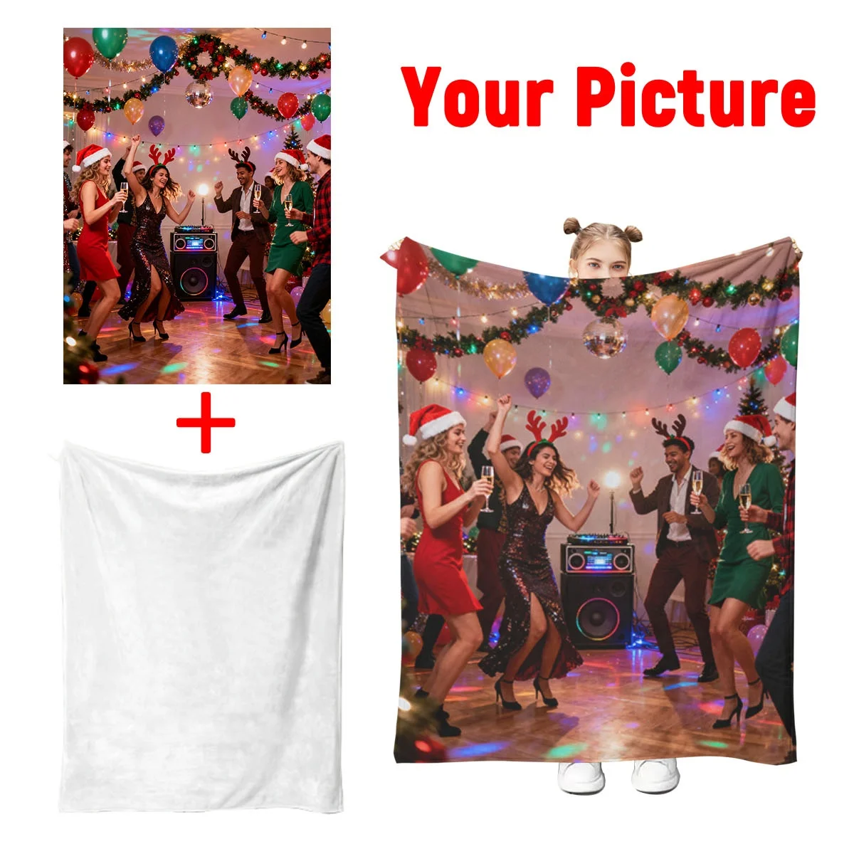 Customized Christmas Personalized Blanket to Witness Love and Give to Your Loved One - High-Definition Photo Printed onto Flannel Blanket, Soft and Warm, Suitable for Sofa, Bed, Office, Car and Outdoor Travel - Perfect for All Seasons, Halloween, Thanksgiving, Birthdays, Weddings, Couples, Valentine's Day, Graduation, Party Holidays, Perfect as a Gift for Men and Women
