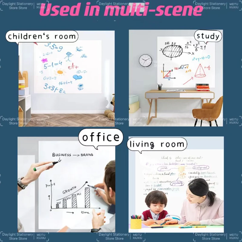 Whiteboard Wall Sticker - Premium Static Cling, No Damage to Wall, Easy to Clean and Reuse - Perfect for Home, School and Office