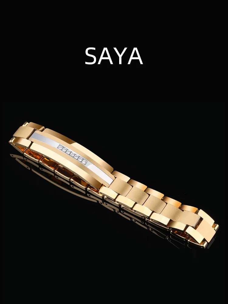 SAYA JEWELRY Fashion Men\'s Tungsten Carbide Bracelet Gold and Sliver Two Color Unisex Wrist Hand Jewelry Gift