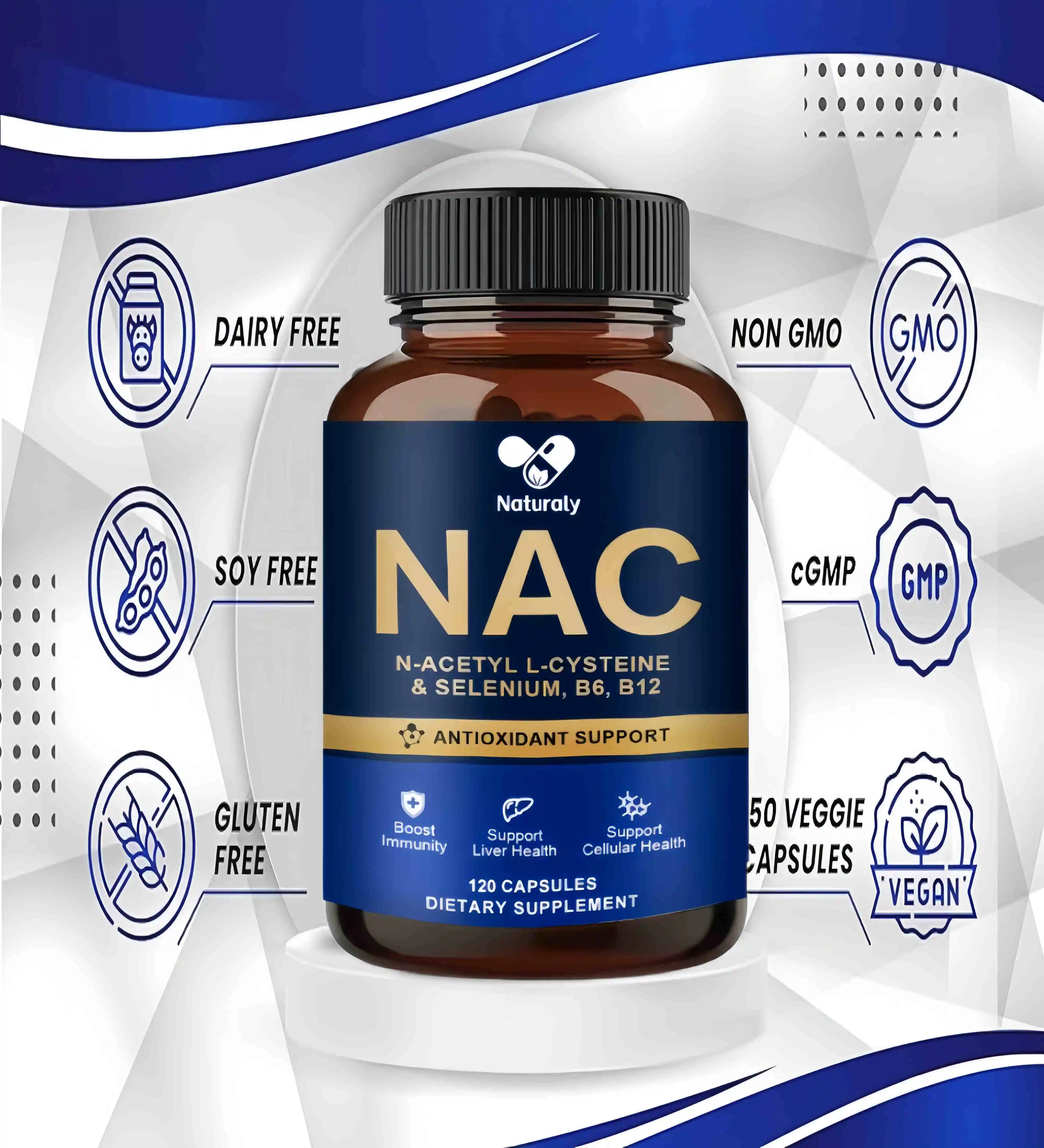 NAC Supplement L-Glutathione, Intracellular Antioxidant Complex - Promotes Cleansing, Detoxification & Repair Reduces Liposome