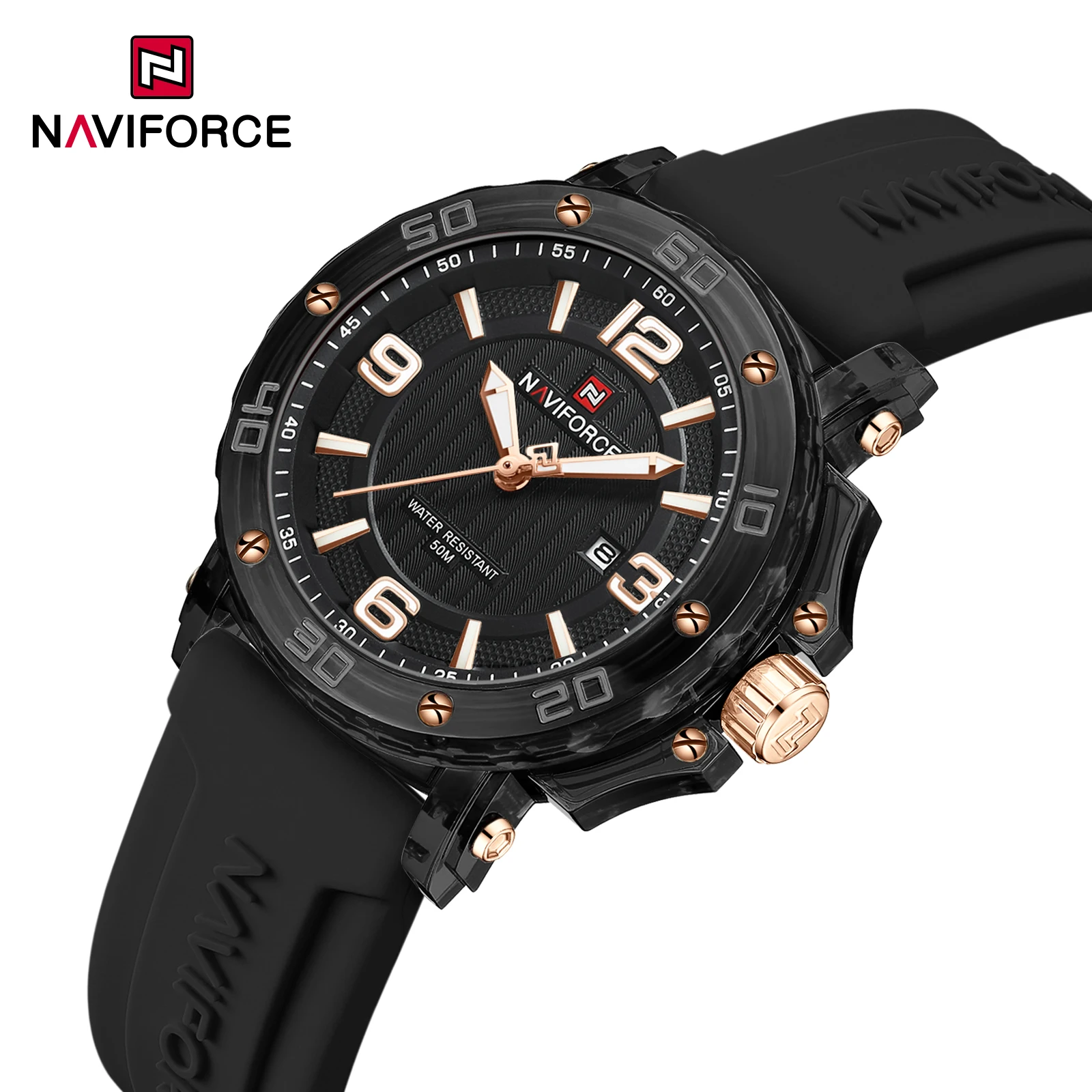 

NAVIFORCE NF7125 Простые стильные женские часы Элегантный силиконовый светящийся ремешок для дисплея Водонепроницаемые женские часы с кварцевым механизмом