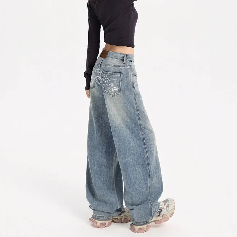 ZHISILAO Vintage Casual Tapered Jeans Loose Y2k Light Blue High Waist Denim Pants Streetwear 2025 Autumn Winter