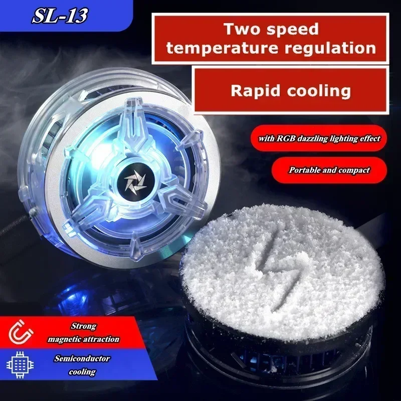 SL13 Mobile Phone Cooling Fan Semiconductor Radiator Type-C System 2 Gear Adjustable Silent Magnetic Game Cooler for IOS Android