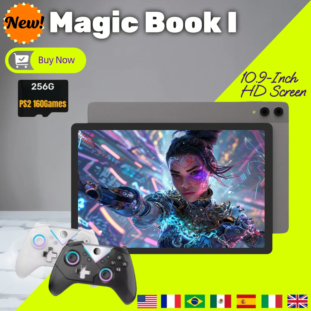 

NEW Original Tablet Magic Book Pad Retro Handheld Game Video Player Console 10 Inch HD Bluetooth 12G+256G PSP PS2 Game Android12