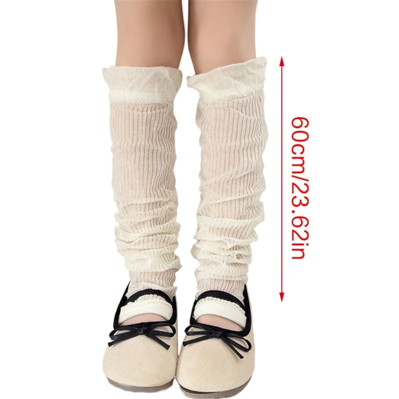 Japanese Leg Sleeve Thin Stackable Long Socks Breathable Leggings Knee Length Lovely Girls Cuff Cover