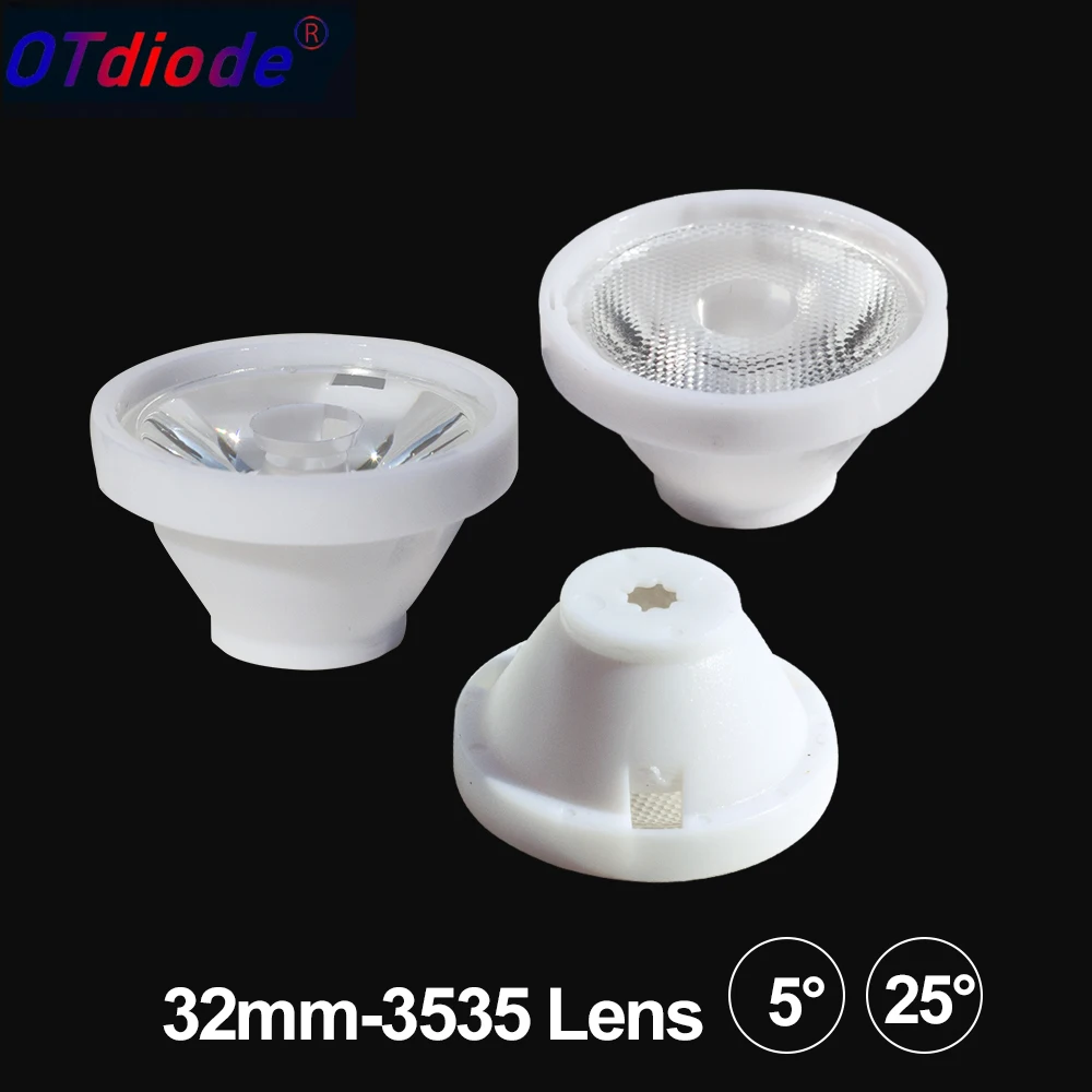 Led Lens 1W 3W 3535 XPEE XPEE2 XPG2 XTE UV 3030 Focus Clear Lens 5 Degree Beads lens 25 Degree Optical Grade PMMA 32mm Reflector