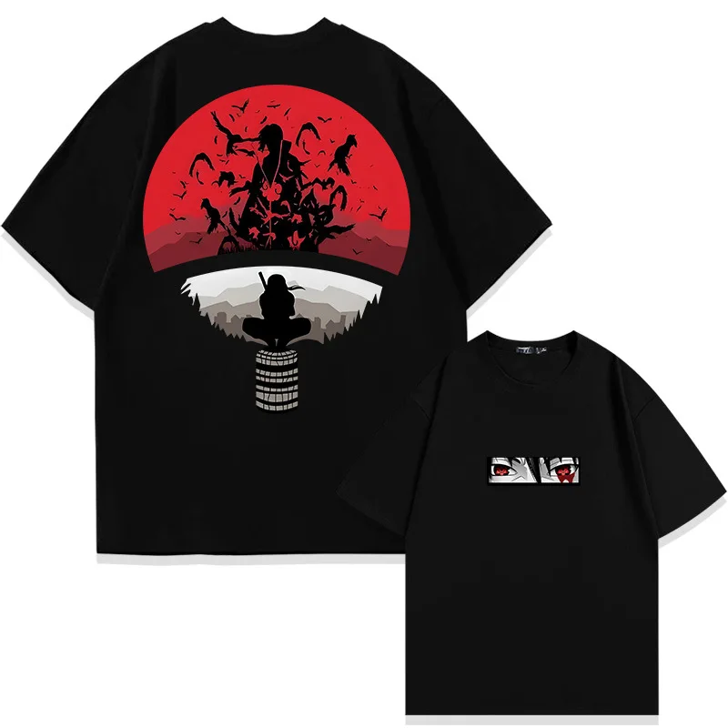 Anime Vortex Naruto Japanese Anime Children's T-shirt Naruto Cotton Double-sided Printing Parent-child Casual Short Sleeve