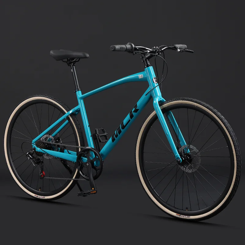 Ultraleichtes Fahrrad für Erwachsene, 700C, 7 Gänge, Aluminiumlegierung, Kies, Rennrad, Rennrad, Scheibenbremse, Ölbremse, flacher Griff, Sportfahrrad